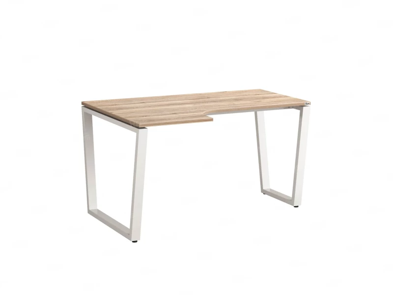 Стол угловой, U-опора, левый 1400x600/900x750, RM051-14x6-9 Дуб Маувелла/Белый