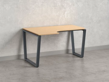 Стол угловой, U-опора, левый 1600x900/1200x750, RM051-16x9-12 Вяз Швейцарский светлый/Серый