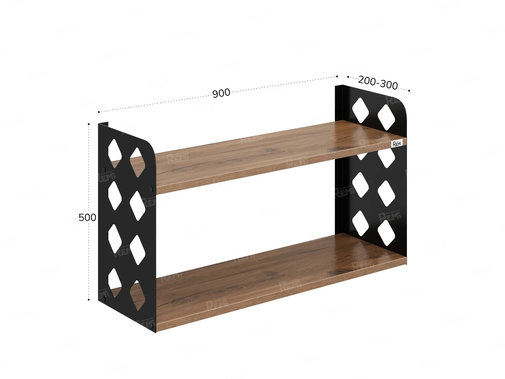 Полка настенная 900x200x500 RM192-90x20 Дуб Юстус/Черный