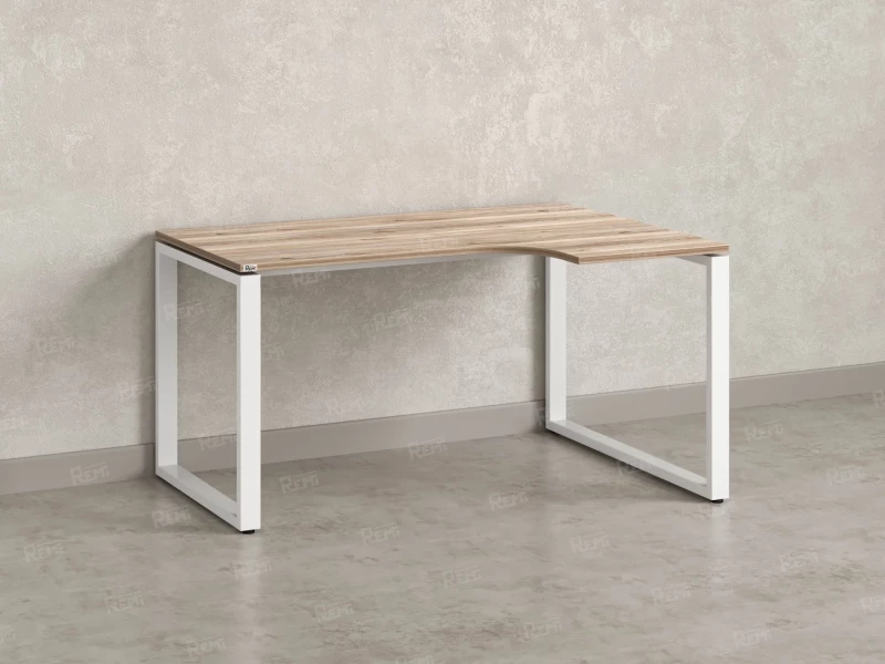 Стол угловой, О-опора, правый 1600x600/900x750, RM054-16x6-9 Дуб Маувелла/Белый