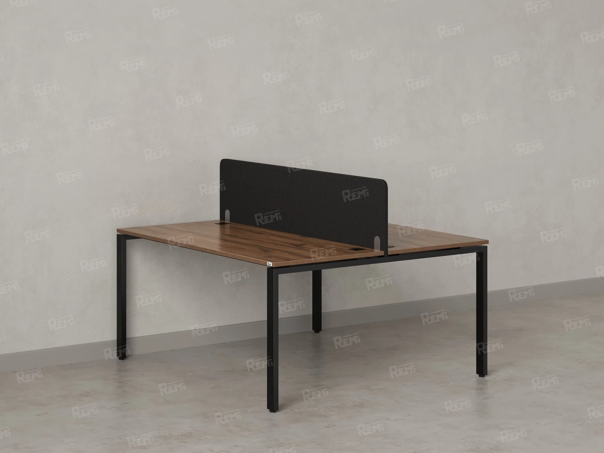 Бенч-система, 2 рабочих места, с одним тканевым экраном 1600x1200x750 RM165-1-16x12 Дуб Юстус/Черный