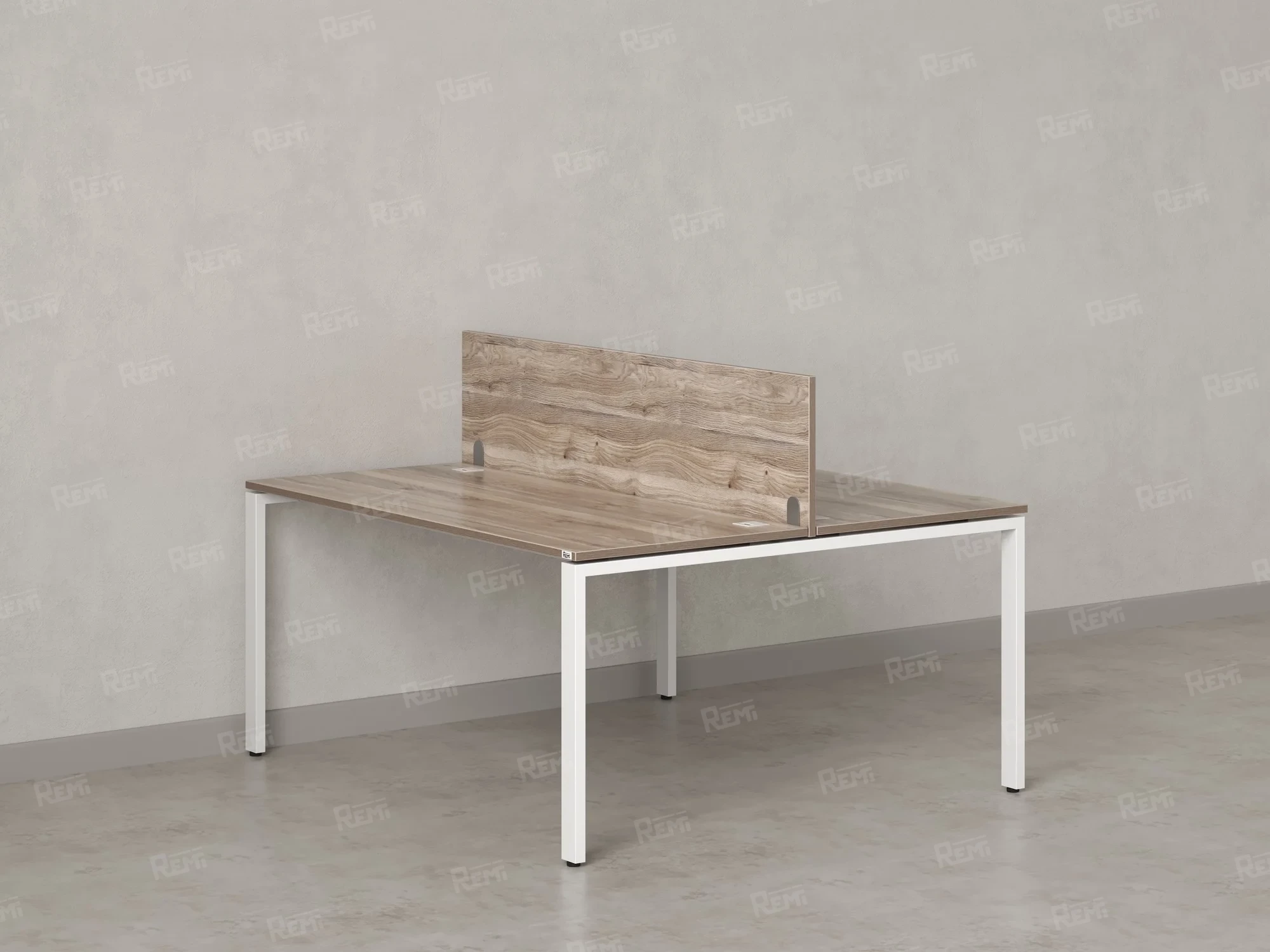 Бенч-система, 2 рабочих места, с одним экраном ЛДСП 1000x1400x750 RM165-2-10x14 Дуб Маувелла/Белый