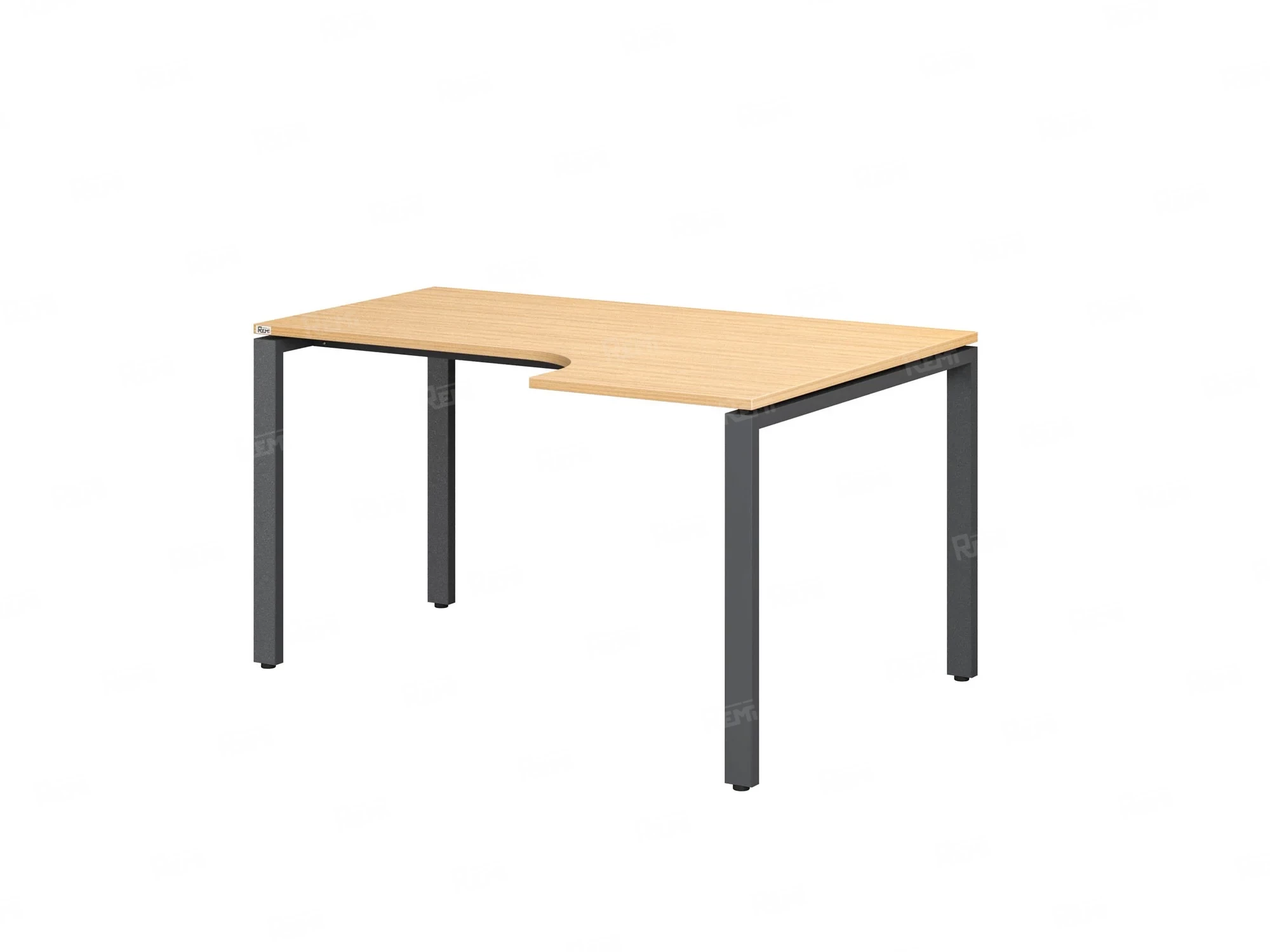 Стол угловой, П-опора, правый 1600x900/1200x750, RM052-16x9-12 Вяз Швейцарский светлый/Серый