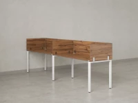 Бенч-система в 1 ряд, 2 рабочих места 5 ЛДСП экранов 2400x600x750 RM167-2-24x6 Дуб Юстус/Белый