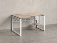 Стол угловой, экран металл, О-опора, левый 1800x600/900x750, RM056-18x6-9 Дуб Маувелла/Белый