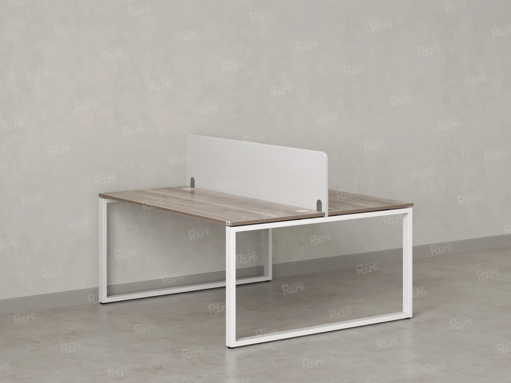 Бенч-система, 2 рабочих места, с одним тканевым экраном 1600x1600x750 RM169-1-16x16 Дуб Маувелла/Белый