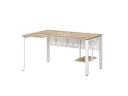 Стол угловой, экран металл, П-опора, левый 1600x600/900x750, RM059-16x6-9 Дуб Маувелла/Белый
