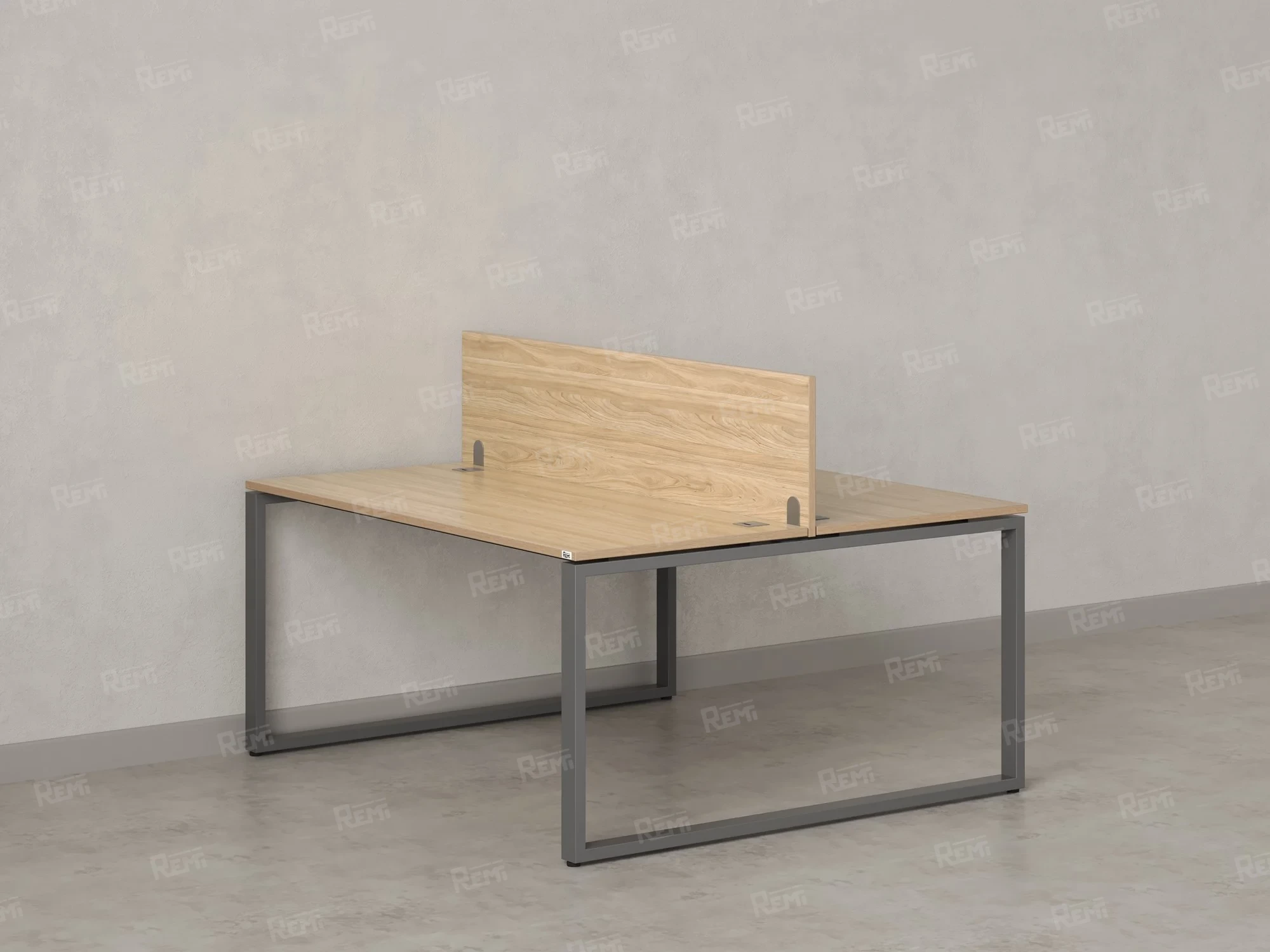 Бенч-система, 2 рабочих места, с одним экраном ЛДСП 1200x1200x750 RM169-2-12x12 Вяз Швейцарский светлый/Серый