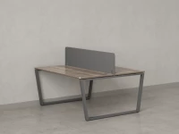 Бенч-система, 2 рабочих места, с одним тканевым экраном 1600x1600x750 RM172-1-16x16 Дуб Маувелла/Серый