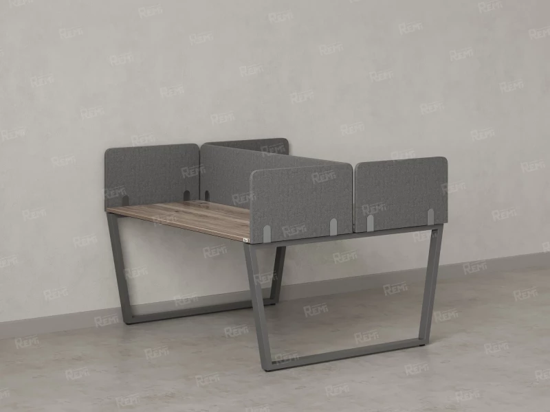 Бенч-система, 2 рабочих места, 5 тканевых экранов 1000x1400x750 RM172-3-10x14 Дуб Маувелла/Серый