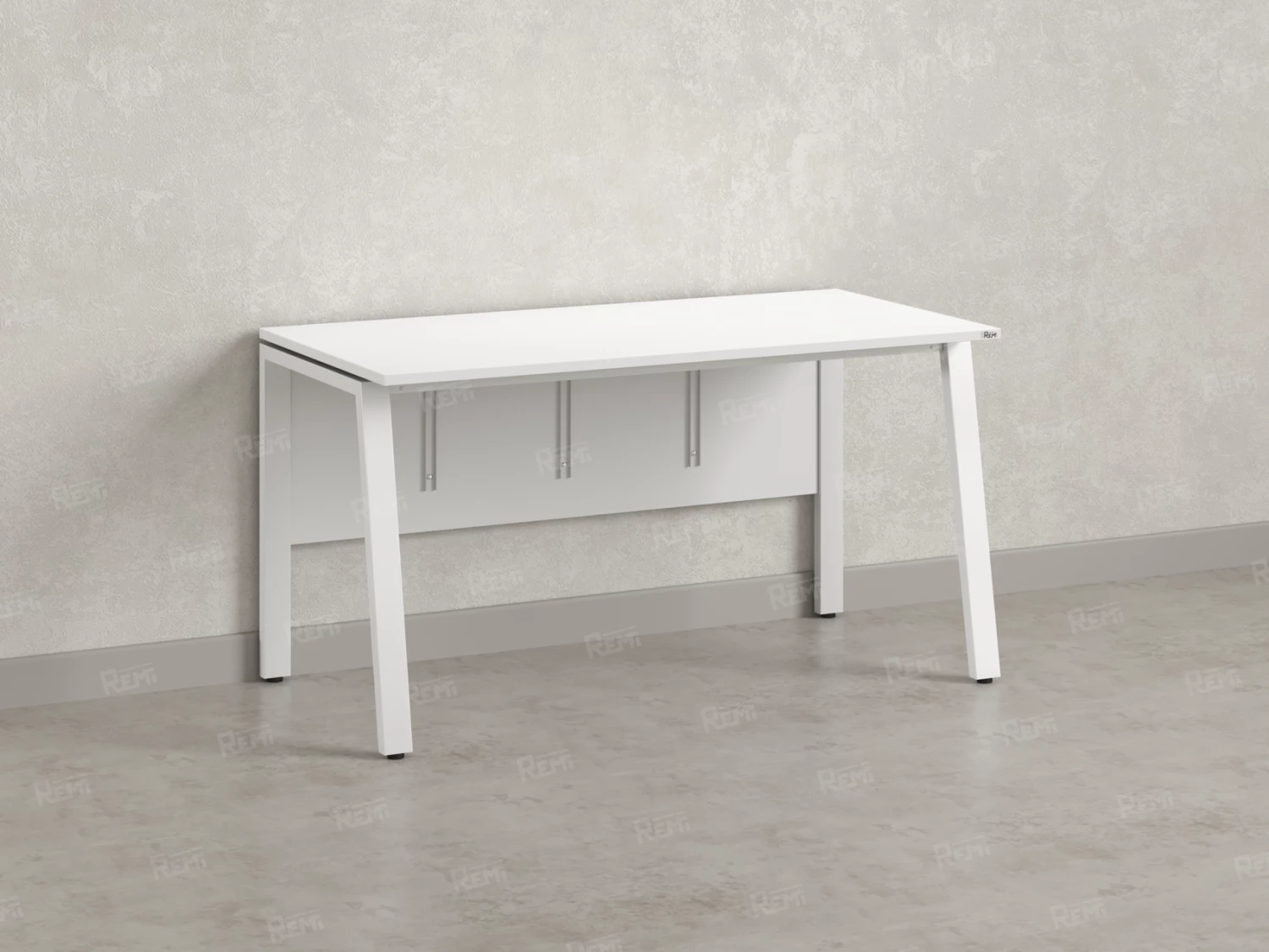 Стол прямой, Л-опора, экран ЛДСП,парящая стол-ца 1400x800x750 RM009-14x8 Белый/Белый