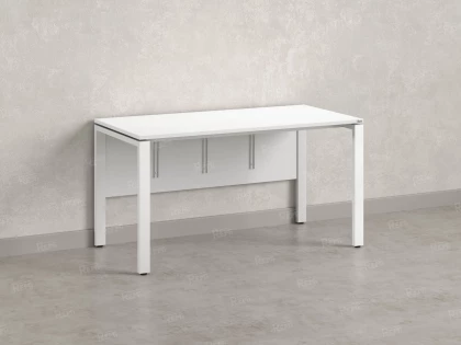 Стол прямой, П-опоры, экран ЛДСП,парящая стол-ца 1400x600x750 RM007-14x6 Белый/Белый