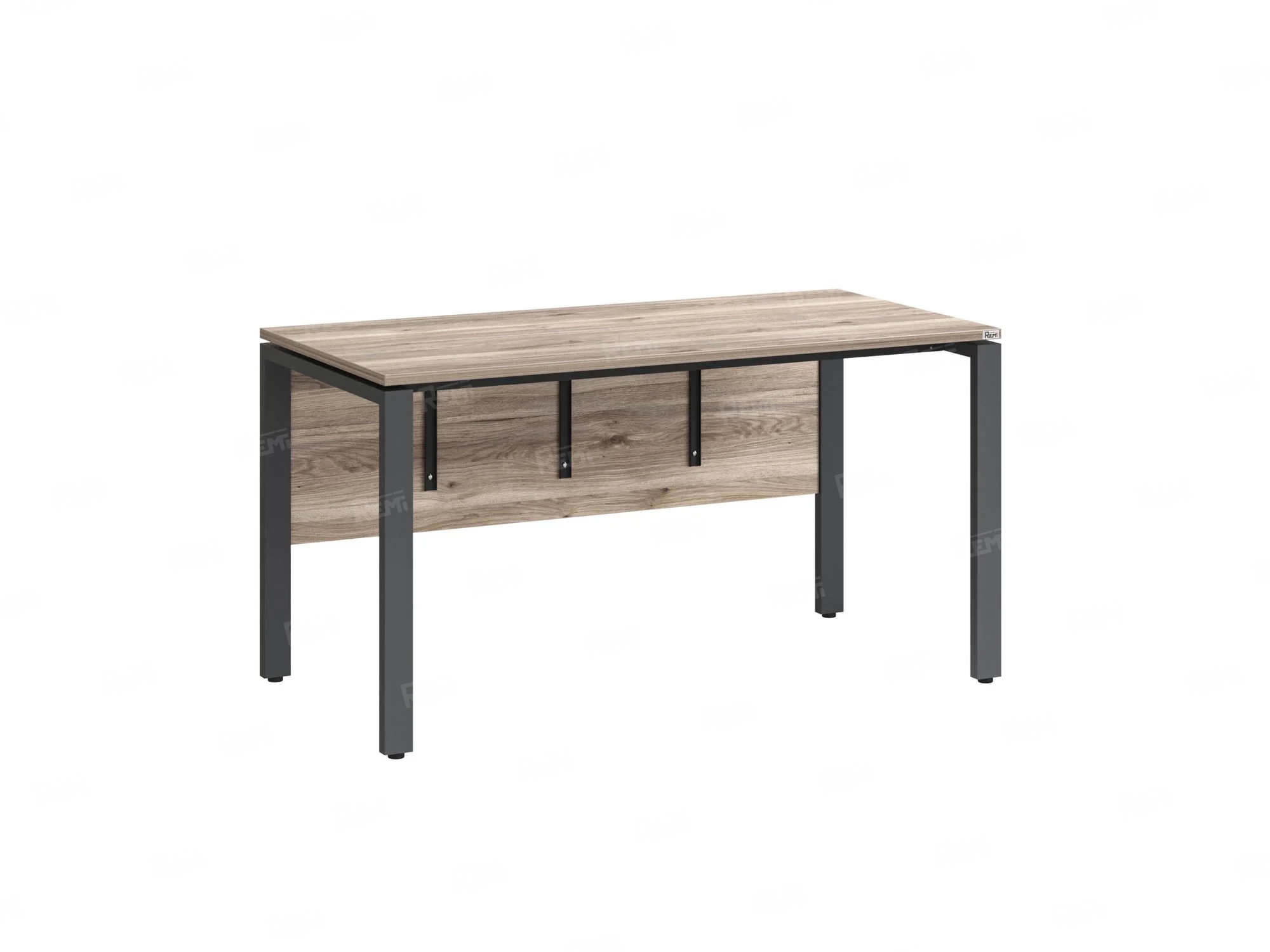 Стол прямой, П-опоры, экран ЛДСП,парящая стол-ца 1800x600x750 RM007-18x6 Дуб Маувелла/Серый