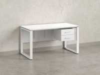 Стол прямой, подвесная тумба, ЛДСП экран, О-опора 2000x700x750 RM033-20x7 Белый/Белый