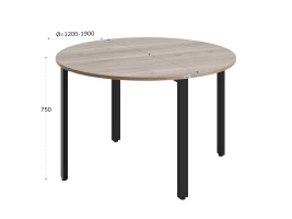 Круглый стол на П-образных опорах 1500x1500x750 RM186-15x15 Дуб Маувелла/Черный