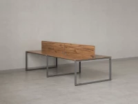 Бенч-система, 4 рабочих места, на О-образных опорах, 2 ЛДСП экранов 1200x1200x750 RM170-4-12x12 Дуб Юстус/Серый