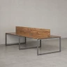 Бенч-система, 4 рабочих места, на О-образных опорах, 2 ЛДСП экранов 1200x1200x750 RM170-4-12x12 Дуб Юстус/Серый