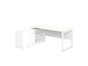 Стол прямой с тумбой L, ЛДСП экран, О-опора 1800x1400x750 RM013L-18x7 Белый/Белый