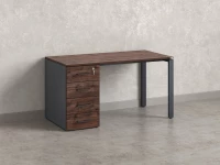 Стол прямой с тумбой на П-образных опоре, левый 1800x700x750 RM102-18x7 Дуб Апрельский шоколад/Серый