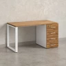 Стол прямой с тумбой на О-образных опоре, правый 1800x700x750 RM105-18x7 Юстус/Белый
