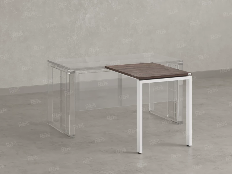 Брифинг прямой, с парящей столешнецей, на П-образном каркасе 1400x600x750 RM070-14x6 Дуб Апрельский шоколад/Белый