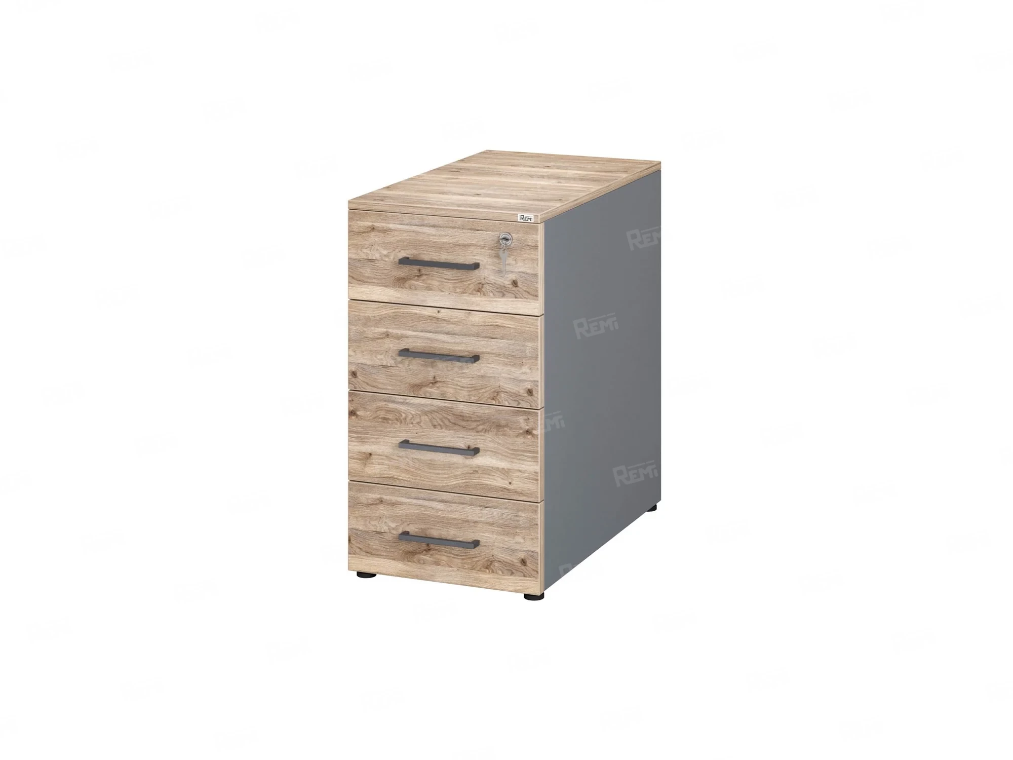 Тумба приставная, 4 ящика 400x700x750 RM121-40x70 Дуб Маувелла/Серый