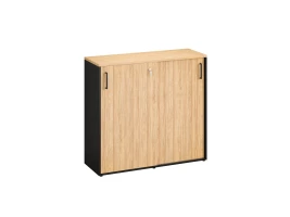 Низкий шкаф-купе, 3 полки, на регулируемых опорах 1200x420x1100 RM129-120x42 Вяз Швейцарский светлый/Черный