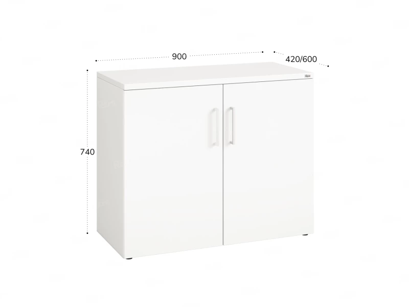 Шкаф низкий распашной, регулируемые опоры, 2 уровня 900x420x750 RM148-90x42 Белый/Белый