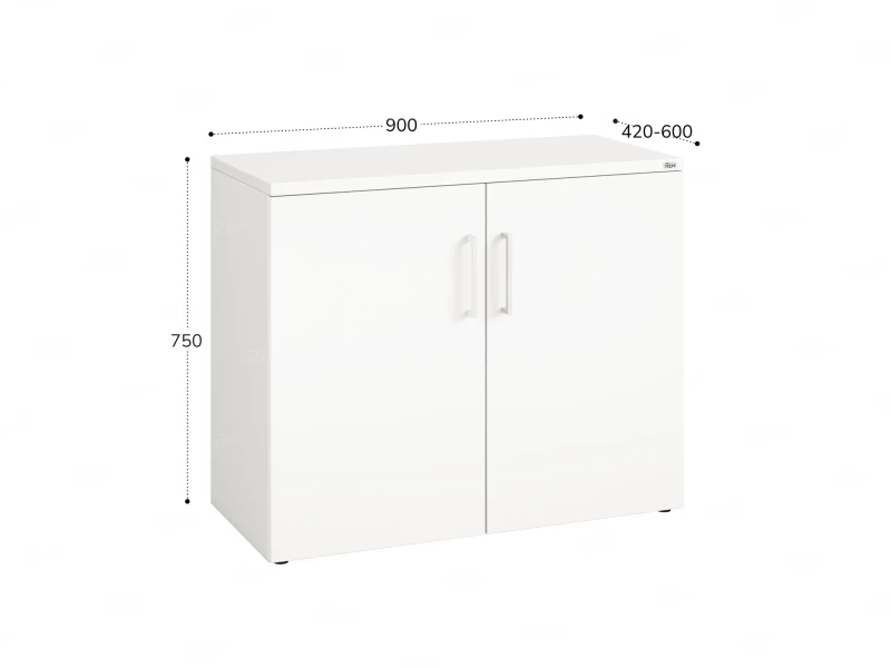 Шкаф низкий распашной, регулируемые опоры, 2 уровня 900x420x750 RM148-90x42 Белый/Белый