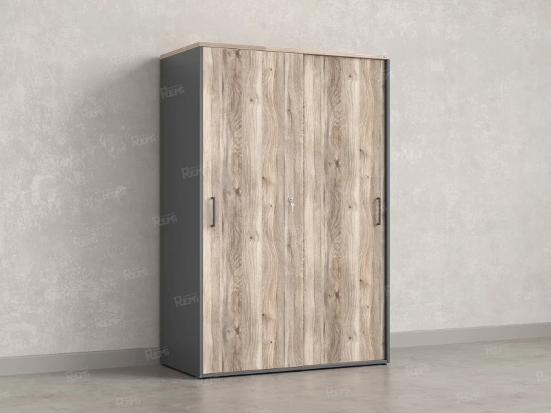 Шкаф-купе, регулируемые опоры, штанга, 1 полка 1200x600x1800 RM164-90x60 Дуб Маувелла/Серый