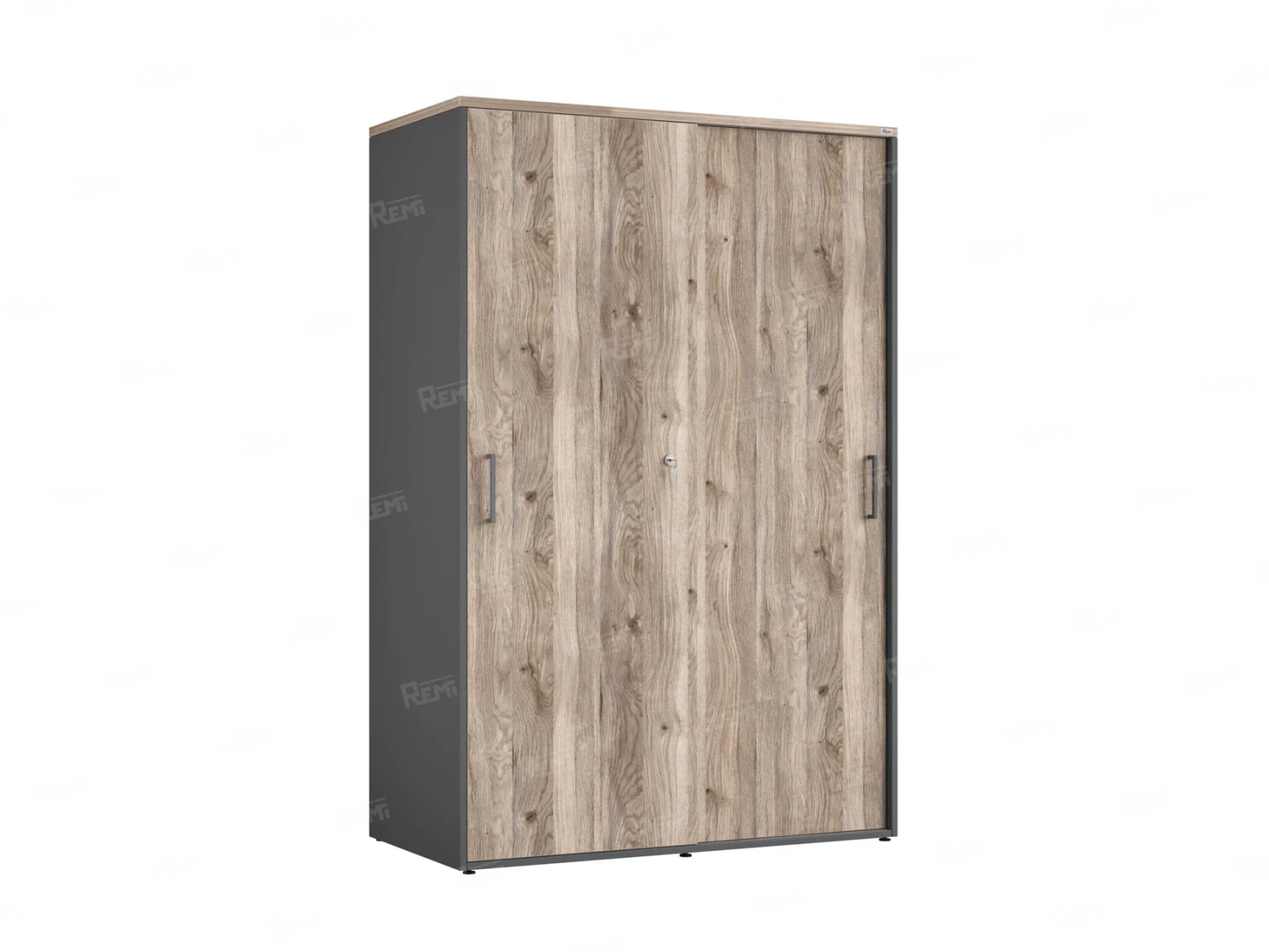 Шкаф-купе, регулируемые опоры, штанга, 1 полка 1200x600x1800 RM164-90x60 Дуб Маувелла/Серый