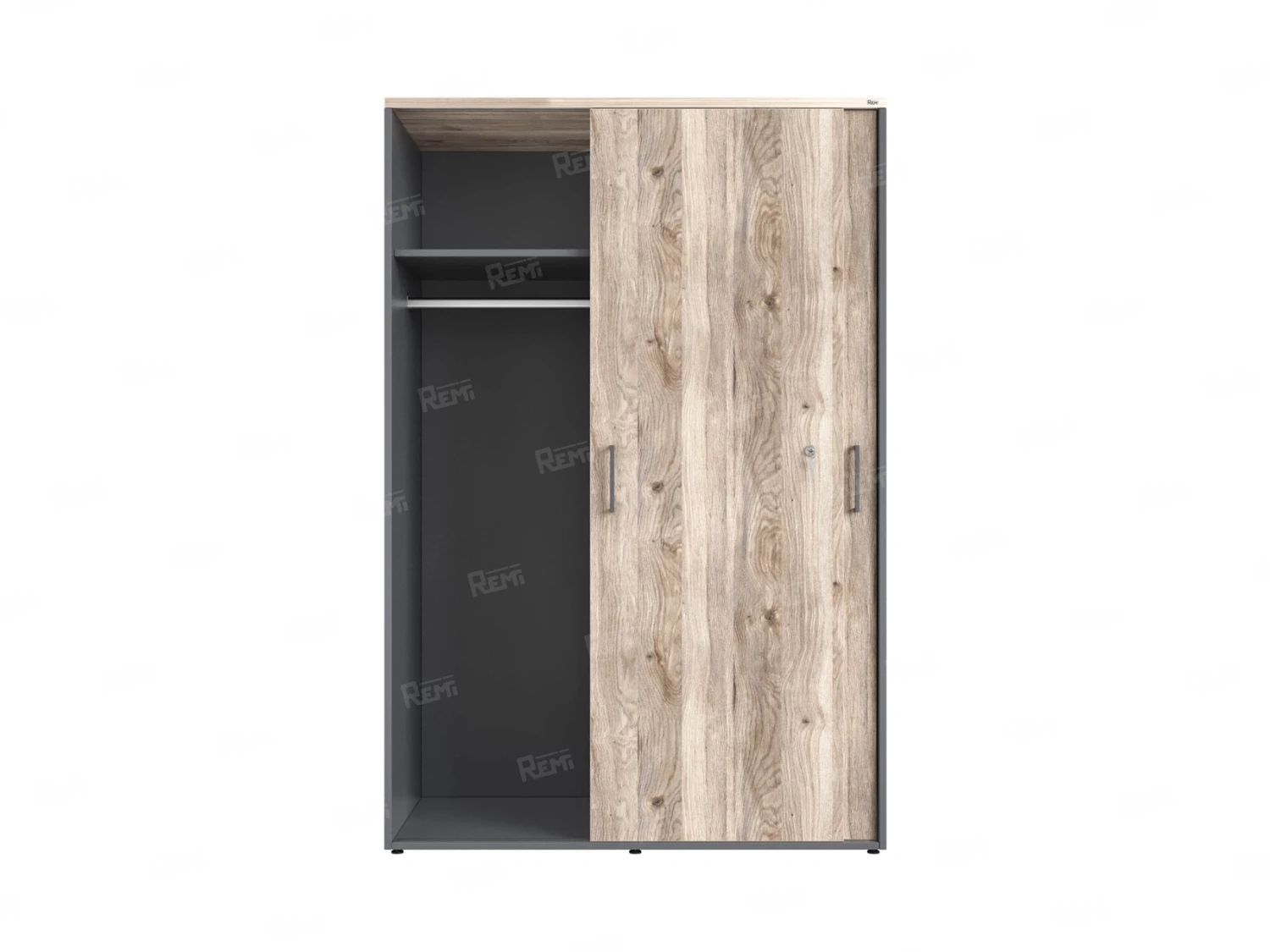 Шкаф-купе, регулируемые опоры, штанга, 1 полка 1200x600x1800 RM164-90x60 Дуб Маувелла/Серый