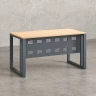 Стол прямой на О-образных опорах с металлическим экраном 1200x700x750 RM042-12x7 Вяз Швейцарский светлый/Серый