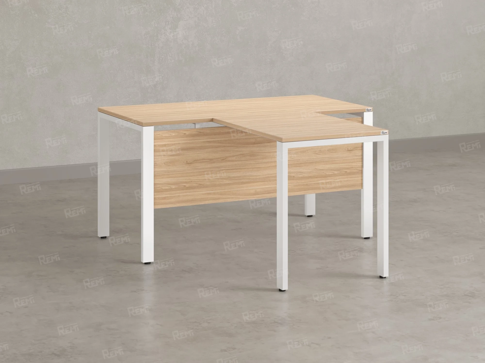 Стол с брифингом на П-образных опорах с экраном ЛДСП RM044-18x6 1800x2400x750 Вяз Швейцарский светлый/Белый