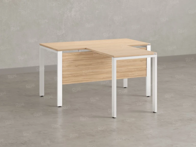 Стол с брифингом на П-образных опорах с экраном ЛДСП RM044-18x6 1800x2400x750 Вяз Швейцарский светлый/Белый