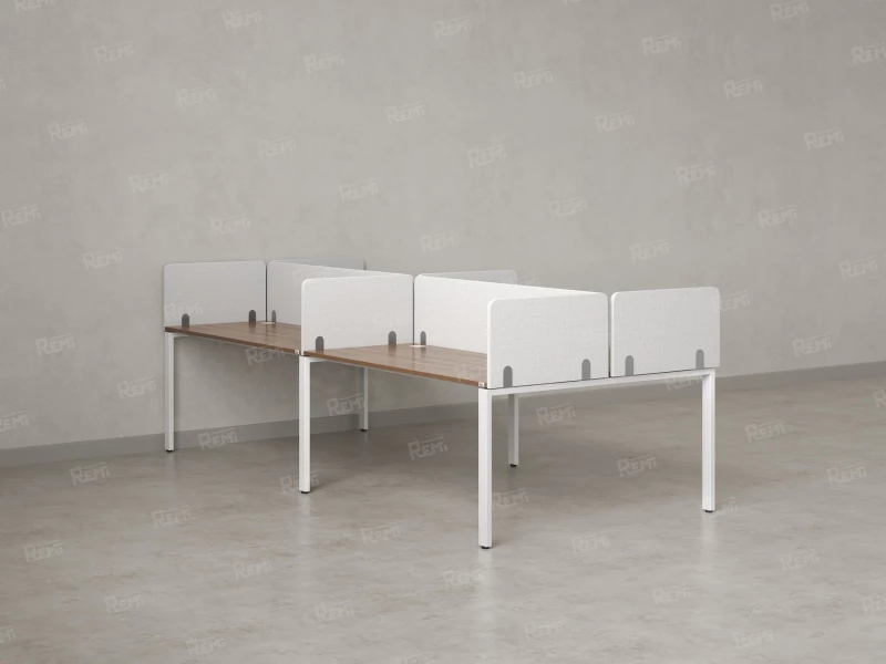 Бенч-система, 4 рабочих места, на П-образных опорах, 8 тканевых экранов 2400x1200x750 RM166-1-12x12 Дуб Юстус/Белый