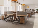 Стол прямой с подвесной тумбой, П-опора 1800x800x750 RM038-18x8 Дуб Юстус/Серый