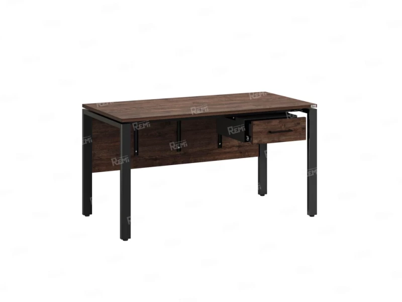 Стол прямой, подвесная тумба, ЛДСП экран, П-опора 1800x600x750 RM030-18x6 Дуб Апрельский шоколад/Черный