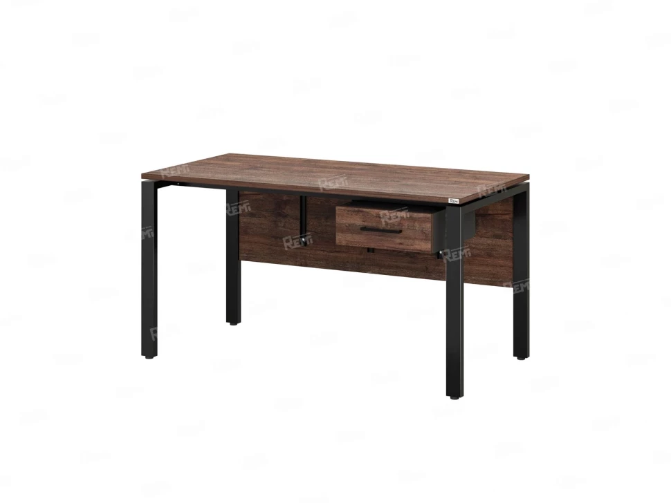 Стол прямой, подвесная тумба, ЛДСП экран, П-опора 1800x600x750 RM030-18x6 Дуб Апрельский шоколад/Черный