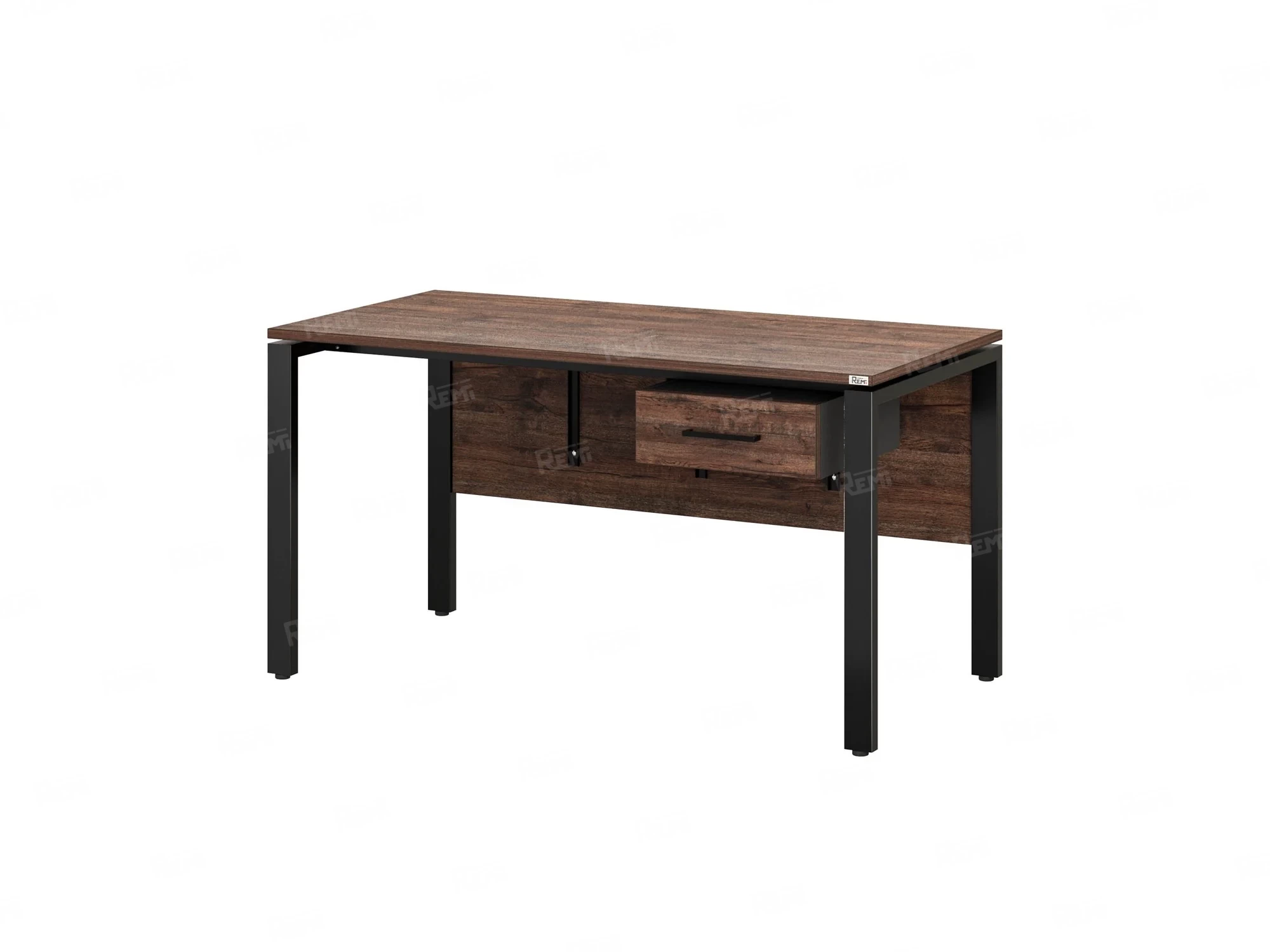 Стол прямой, подвесная тумба, ЛДСП экран, П-опора 1800x600x750 RM030-18x6 Дуб Апрельский шоколад/Черный