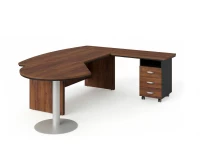BRL RB073-235x200R Стол рук-ля R угл. с брифингом и тумбой 3 ящика 2350х2000х760 Орех Вармия/Черный