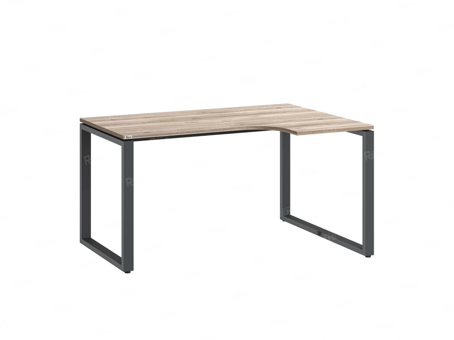 Стол угловой, О-опора, правый 1600x600/900x750, RM054-16x6-9 Дуб Маувелла/Серый