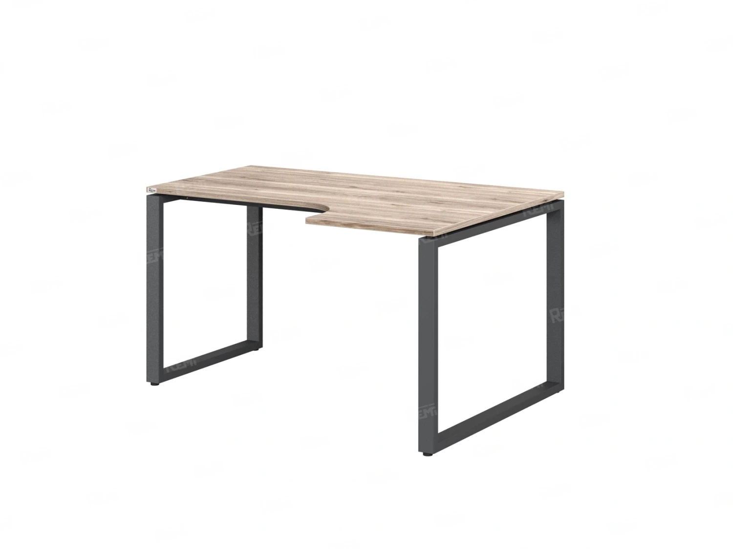 Стол угловой, О-опора, правый 1600x600/900x750, RM054-16x6-9 Дуб Маувелла/Серый