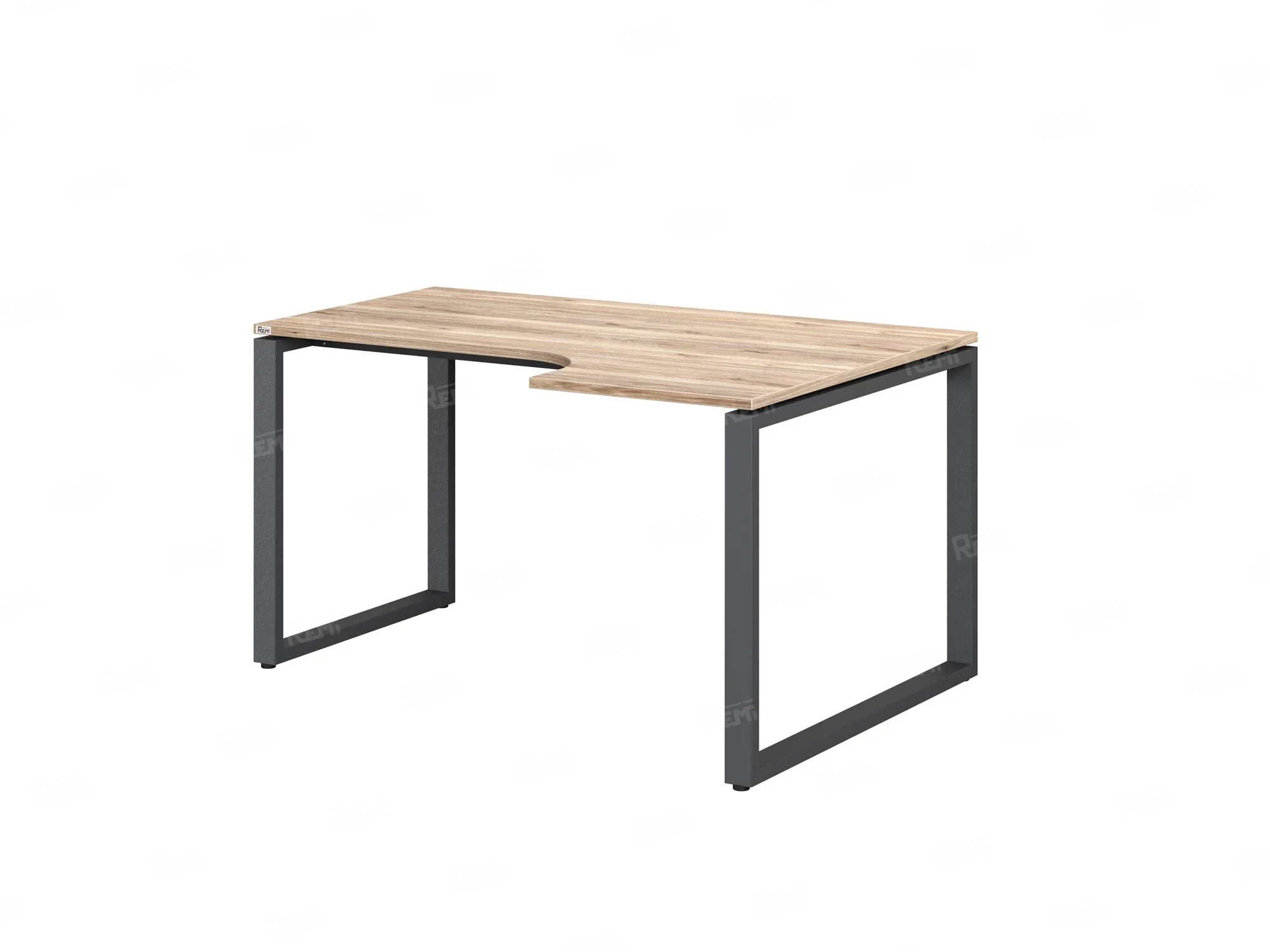 Стол угловой, О-опора, правый 1600x600/900x750, RM054-16x6-9 Дуб Маувелла/Серый