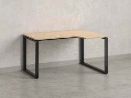 Стол угловой, О-опора, правый 1800x900/1200x750, RM054-18x9-12 Вяз Швейцарский светлый/Черный