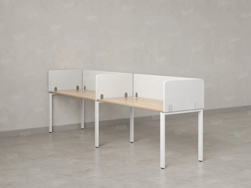 Бенч-система в 1 ряд, 2 рабочих места 5 тканевых экранов 3600x600x750 RM167-1-36x6 Вяз Швейцарский светлый/Белый