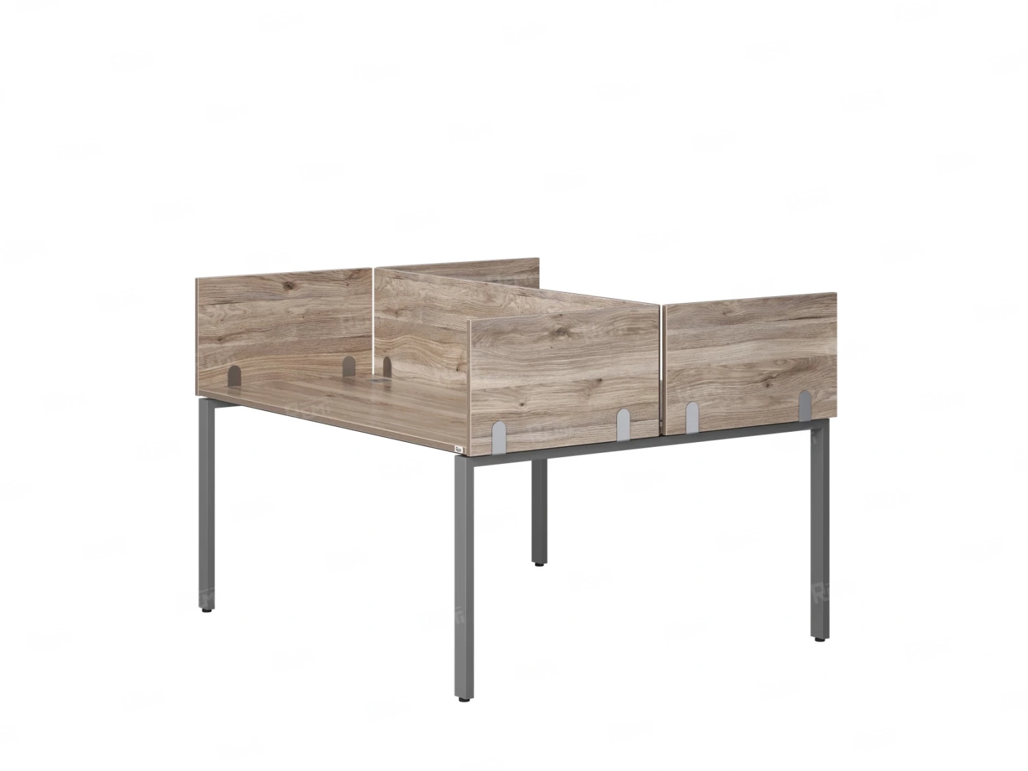 Бенч-система, 2 рабочих места, 5 ЛДСП экранов 1400x1200x750 RM165-4-14x12 Дуб Маувелла/Серый