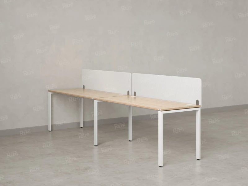 Бенч-система в 1 ряд, 2 рабочих места 2 тканевых экранов 2000x800x750 RM167-3-20x8 Вяз Швейцарский светлый/Белый