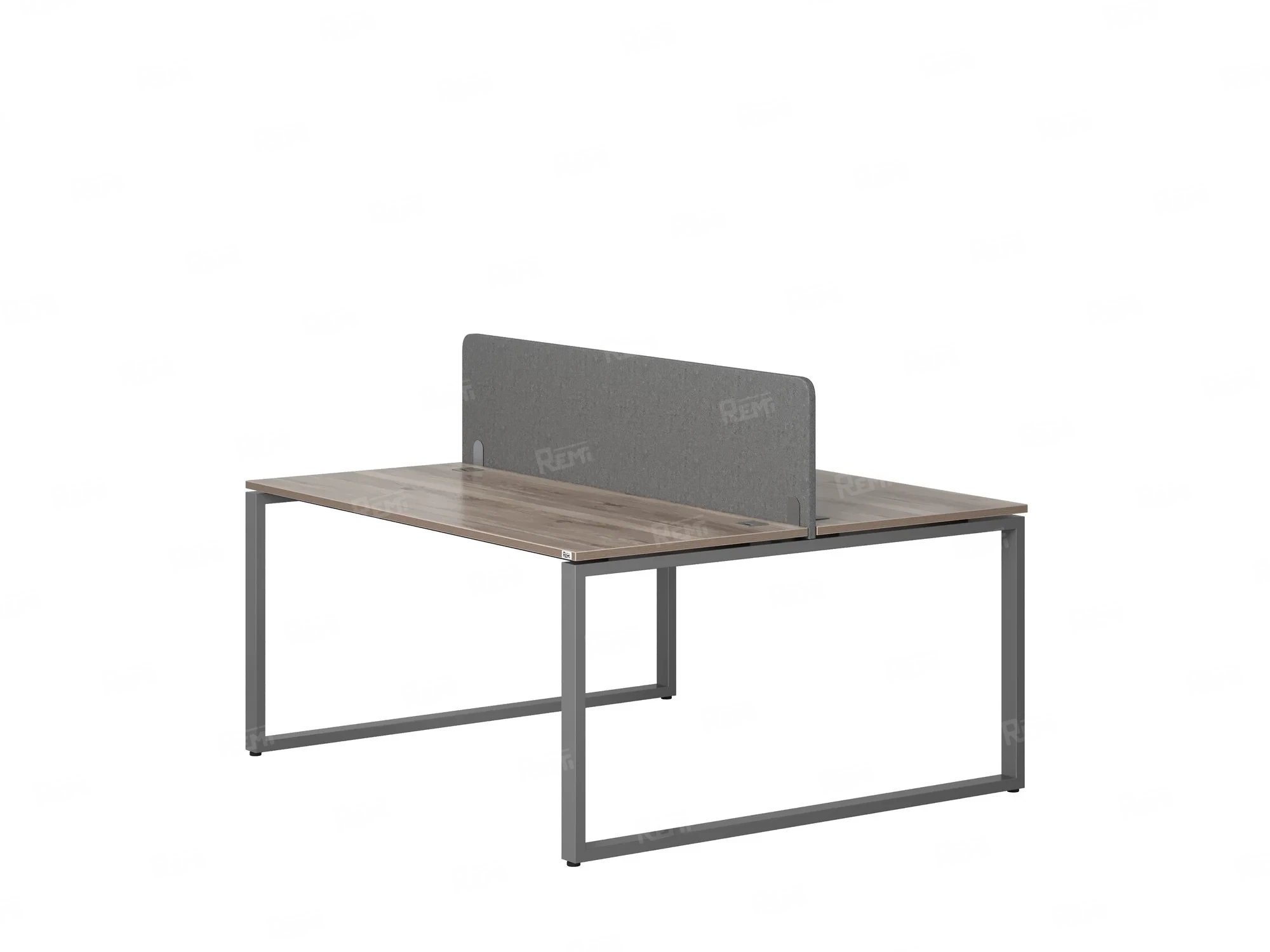 Бенч-система, 2 рабочих места, с одним тканевым экраном 1600x1600x750 RM169-1-16x16 Дуб Маувелла/Серый