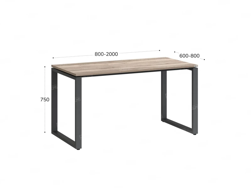 Стол прямой на O-образных опорах 1000x600x750 RM002-10x6 Дуб Маувелла/Серый